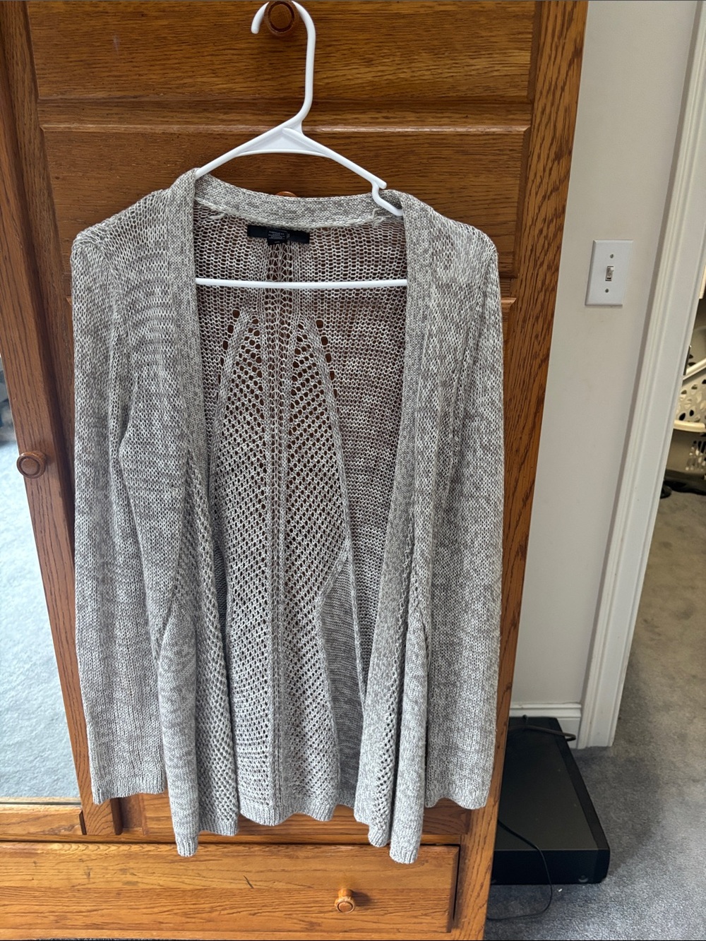 Tahari Heather Gray Open-Front Knit Cardigan